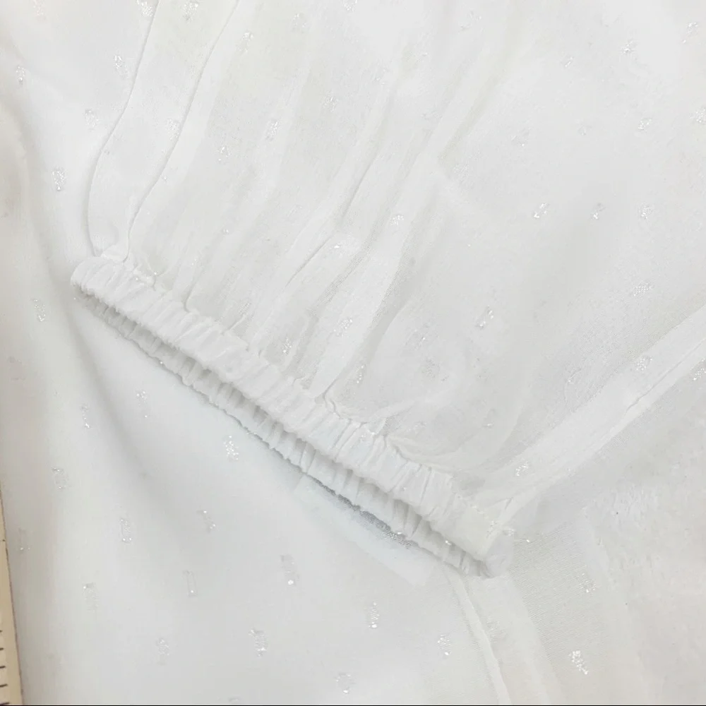 Point‎ Sur pin dot chiffon popover blouse
